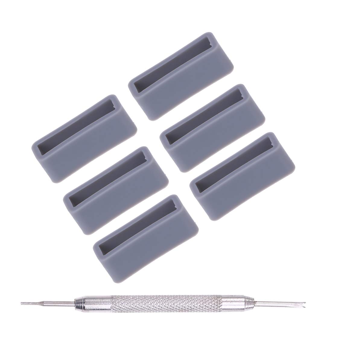 ibasenice 6 PCS Rubber Watch Band Strap Silicone Replacement Resin Watch Bands Holder with Spring Bar Tools - 20mm (Grey)