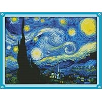 Joy Sunday Cross Stitch Kits Classical Scenery Style Cross-Stitch Sets (Starry Night of Van Gogh 14CT Counted)