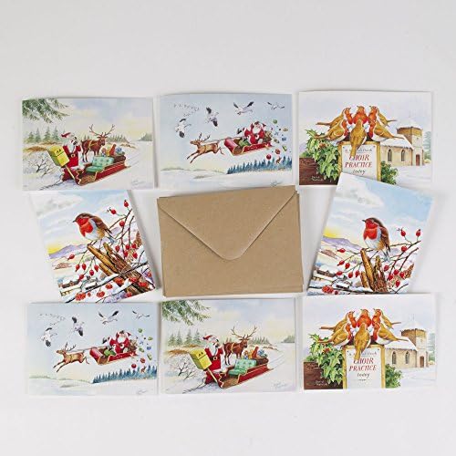 8 x Mixed David Thelwell Christmas Cards (4 images)