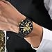 Black and Gold Men's Fashion Chronograph Quartz Analog Wrist Watch with Black Mesh Stainless Steel Band - BAOGELA