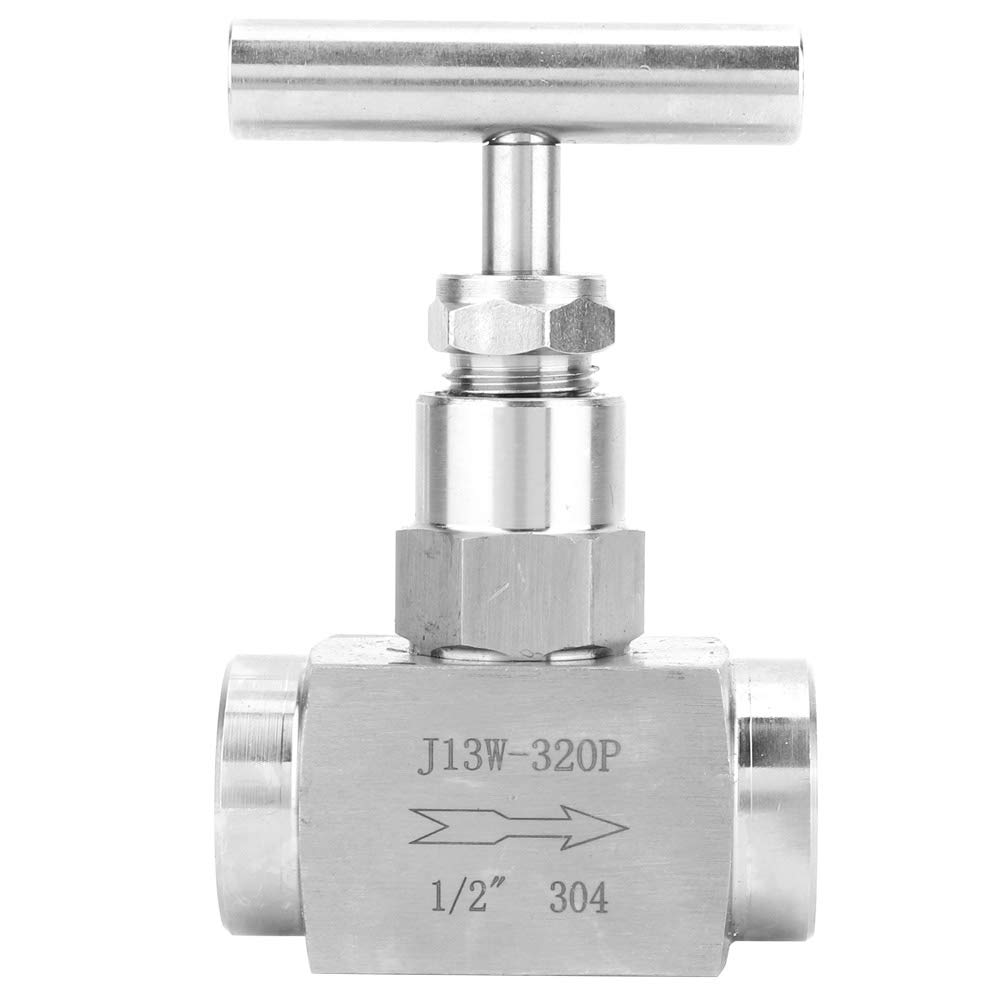 Straight Needle Valve, High Pressure Stainless Steel BSPP Female Thread Straight Needle Valve for Water Transmission (1/2'')