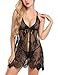 Avidlove Women's Lace Pajamas Floral Babydoll Nightgown with G-string ,Black,XX-Large