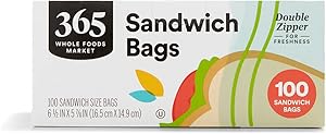 365 by Whole Foods Market, Sandwich Size Storage Bags, Double Zipper, 100 Count