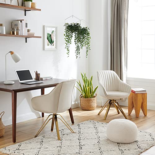 Volans Mid Century Modern Desk Chair No Wheels, Upholstered Swivel