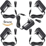 DC12V 2A Power Supply Adapter, SANSUN AC100-240V to DC12V Transformers, Switching Power Supply for 12V LED Strip Lights, 12 Volt 2 Amp Power Adaptor, 2.1mm X 5.5mm US Plug (Pack of 5)