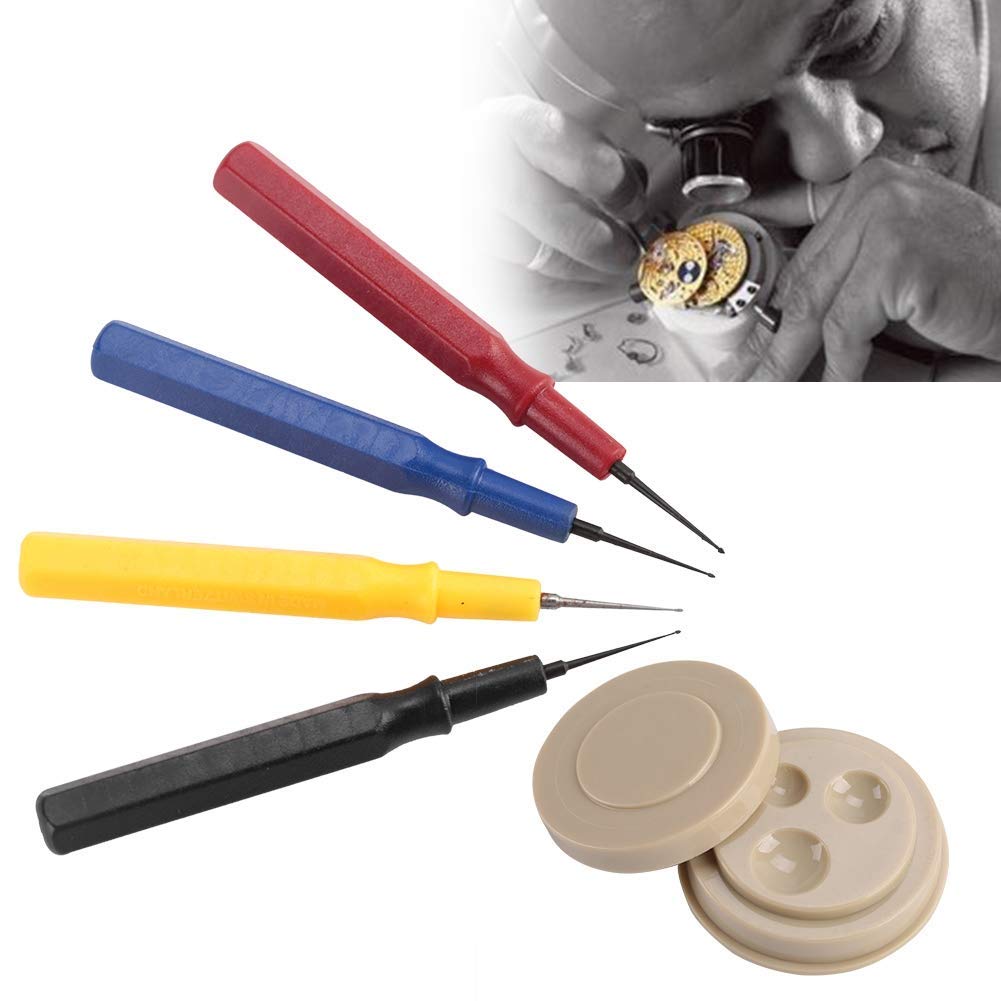 Set of Oilers Plastic Watch Repair Kit, Mechanical Watch Oil Tools Watchmakers Oiler Pens Professional Oiling Tool 4 Pins with Oil Cup for Pocket Watches Clock DIY Cleaning Assortment