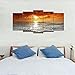 Wieco Art Grand Sight Extra Large 5 Panels Modern Landscape Artwork HD Seascape Giclee Canvas Prints Sea Beach Pictures to Photo Paintings on Canvas Wall Art for Home Decorations Wall Decor