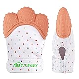 Baby Teething Mitten for Babies Self-Soothing Pain Relief and Teething Glove BPA FREE Safe Food Grade Teething Mitt (1-pack,Orange)