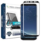 Samsung Galaxy S8 Glass Screen Protector from Tech Armor, 3D Curved Ballistic Glass, Black - [1-Pack]