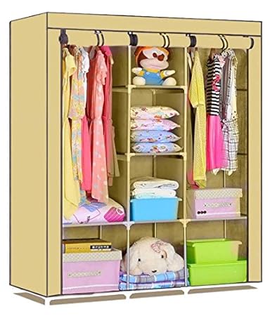 Unique Gadget Fancy & Portable Fabric Collapsible Foldable Clothes Closet Wardrobe Storage Rack