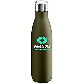 Tumzak Personalized Custom Print in USA Water Bottles 17oz Stainless Steel Double Wall Insulated Leakproof Cups for Sports Outdoors With Colorful Text Logo