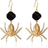Vintage Gothic Spider Earrings Halloween Crystal Spider Drop Dangle Earrings Punk Style Reptile Animal Jewelry for Women