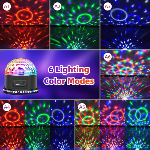 Disco Ball, Gomifie Mirror Ball 54 LEDs with Music Player and Dual Speakers, Party Light Sets with 3 Activated Modes and 3 Specal Modes for DJ, Christmas, Bar and Party