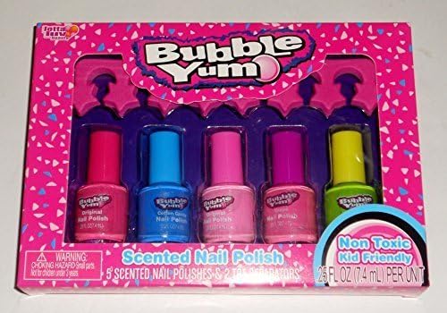 Bubble Yum 5 Scented Nail Polishes &amp; 2 Toe Separators by Lotta Luv Beauty