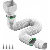 Binazon 1 Pack White-Rain Gutter Downspout Extensions, Gutter Extender for Rainwater Drainage Flexible, Down Spout Drain Extension Pipe, Extendable from 21 to 62 Inches (Fit 3"x 4" downspouts)