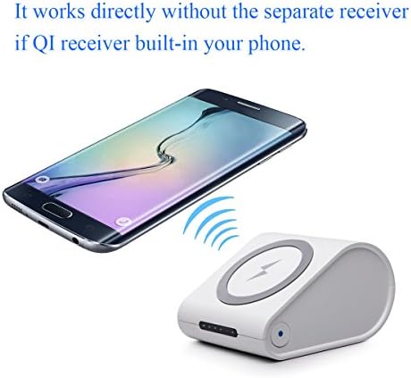 Wireless Charger and 10400mAh Portable Power Bank External Battery 2 in 1, Charge for Qi Standard Samsung Galaxy S7/S6/S7 Edge/S6 Edge+/Note 5, LG G5, Nexus 6, Nokia Lumia 920, White