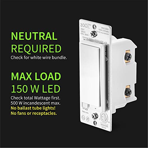 Zooz ZWave Plus Wall Dimmer Switch ZEN22 (White) VER. 3.0, Works with