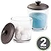 MetroDecor mDesign Bathroom Vanity Glass Canister Jar for Epsom Bath Salts, Soap, Cotton Balls, Swabs - Pack of 2, Clear/Bronze