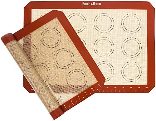 Basic &amp; Home Non-Stick Silicone Baking Mats with Measurements for Cookie sheets, 2 Pack