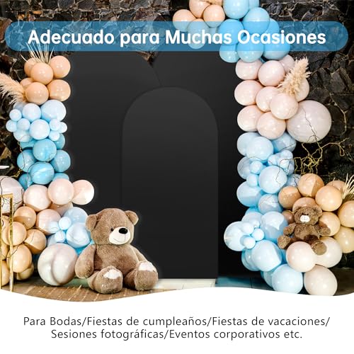 MEKOTRIN 3 Piezas de Fondo Cubierta de de Alta Elasticidad Espesar Fibra de Poliuretano Seda de Leche a Prueba de Decoloración para Fiestas de Boda (Negro, 4FT, 5FT, 6FT)