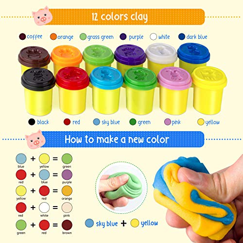 image for JoyCat Clay Kits for Kids Aged 4-12,32 Pack Modeling Clay Kits,12 Colo