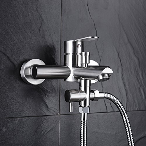 CIENCIA G1/2" Bathroom Angle Valve For Solid Brass 3-Way Shower Arm Diverter Valve Handshower for Handshower Universal Showering Components,Brushed Nickle DSF007NA - Thumbnail 2