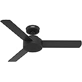 Hunter Fan 44 Inch Casual Matte Black Indoor Ceiling Fan With 3 Blades for Bedroom, Living Room/Family Room, Dining Room, Kit