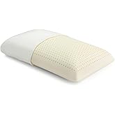 100% Natural Talalay Latex Pillow for Sleeping with Removable Cotton Cover, Premium Soft Bed Pillow Helps Relieve Pain and Pressure, Suitable for Side Back or Stomach Sleepers (Queen (Medium))