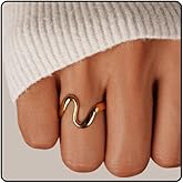 LIU JUN Layered Gold Ring For Women, 14k Gold Plated Enamel Paintings Open Rings Adjustable Fashion Creative Gift Jewelry