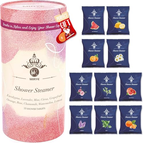 MR MIRYE Shower Steamers Aromatherapy 10 XL - Shower Bombs Organic with Essential Oils, New Year Gifts, Self Care Home SPA Birthday Gifts for Men Girl Friend, Gifts for Women Wife