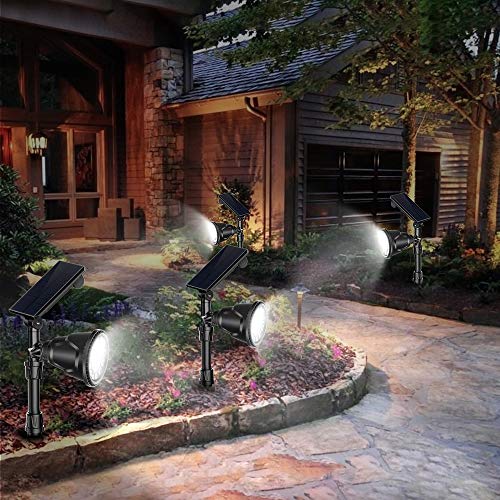 JSOT Solar Spot Lights, Outdoor 18 LED Landscape Lamps Super Bright Spotlight Waterproof Flood Lamp with Motion Sensor for Deck Yard Garden Garage Driveway (White - 4 Pack)