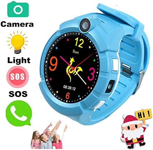 TKSTAR Smartwatch with Camera for Kids Anti-Lost SOS APGS/LBS Camera Wrist Watch Pedometer,Timer Watch Activity Tracker Safety Monitor for iPhone,Android (Round 1.22'' OLED - Blue)