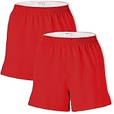 Soffe Women's Cheer Shorts, Athletic Cotton Blend, 3&rdquo; Inseam, 2 Pack | Authentic Soffe, Iconic Roll-Down Elastic Waistband, Side Leg Vents, Cotton-Poly Blend