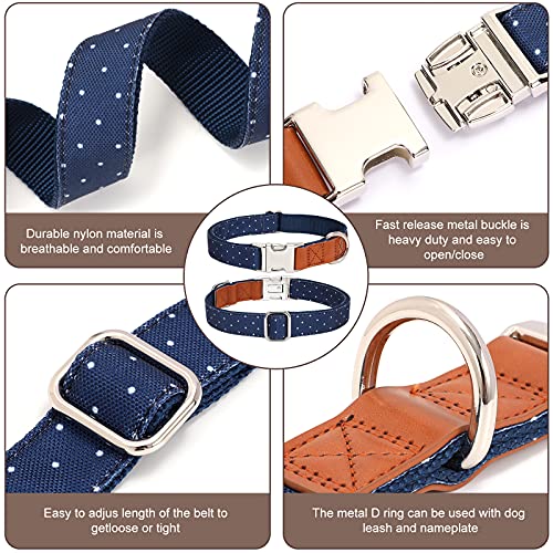 Dog Collar for Small Medium Large Breeds Cut Flora Polka Dot Pet Collar with Alloy Fast Release Buckle D Ring