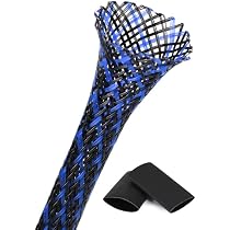 Pangda 300 Ft Braided Cable Sleeve (1/4 Inch) With 60 Heat Shrink Tubes - Blue & Black - View #4