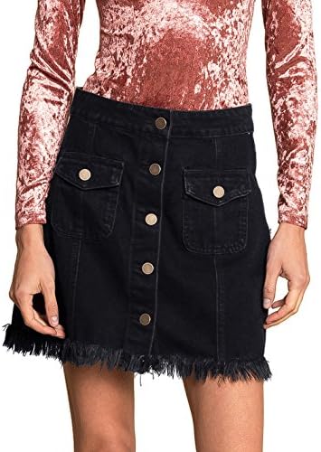 Threadsence OAKBROOK FRAY HEM DENIM SKIRT
