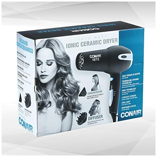 Conair 1875 Watt Ionic Ceramic Hair Dryer, Black - Image 12