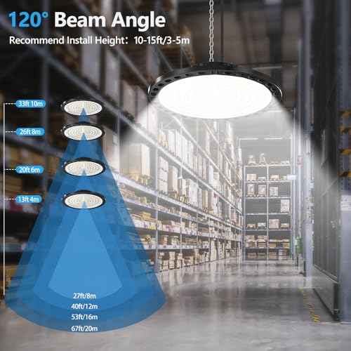 TASINUO UFO LED High Bay Lamp 100W 4PCS, 10000LM LED Bulbs Indoor Ceiling, 7000K Cool White, IP65 Waterproof Industrial LED for Garage, Warehouse, Office, Workshop