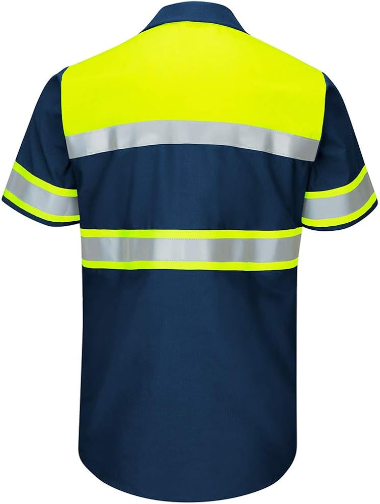 Red Kap Men's Hi-vis Ss Colorblock Ripstop Work Shirt-Type O, Class 1: Clothing