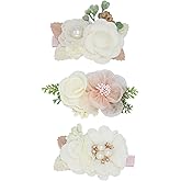 WNYUJOY 3pcs Girls Flower Hair Clips, Floral Hair Barrettes w/Boutique Fully Lined Alligator, Hair Bows for Baby Newborn Toddler