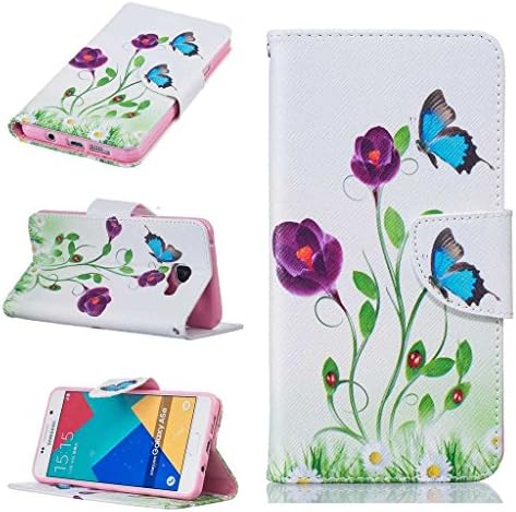 KKEIKO® Galaxy A5 2016 Case [with Free Tempered Glass Screen Protector], Leather Colorful Pattern Design Flip Wallet Case, Premium Protective Bumper Cover for Samsung Galaxy A5 2016 (White #2)