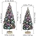 2 Pcs Flocked Tabletop Trees Small Artificial Frosted Bottle Brush Trees Tiny Fake Sisal Tree Miniature Faux Decorated Christmas Tree with White Snow and Colored Beads Mini Green Tree Decorations Chri