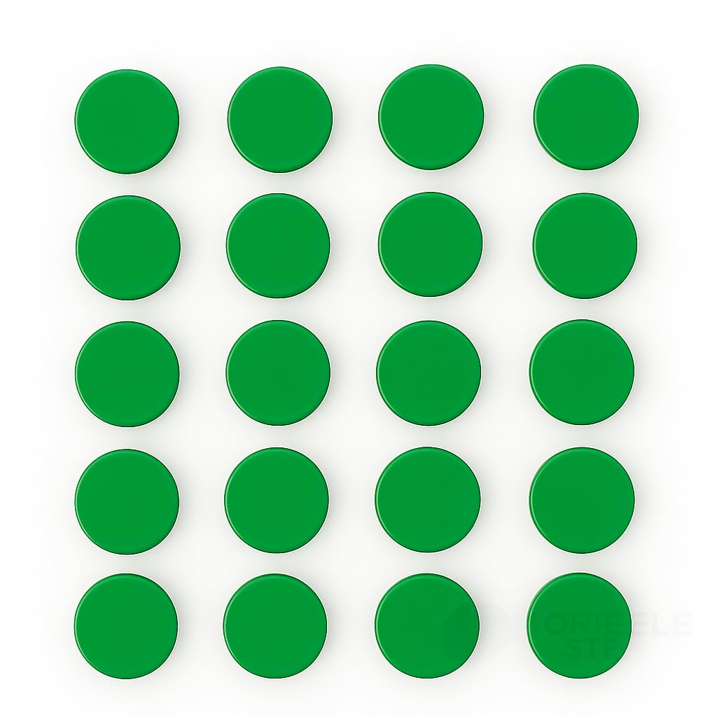 Scribble 25mm Round Whiteboard Magnets – 20 Pack Colourful Office Magnets for Classrooms, Meeting Rooms & Lockers (Green)