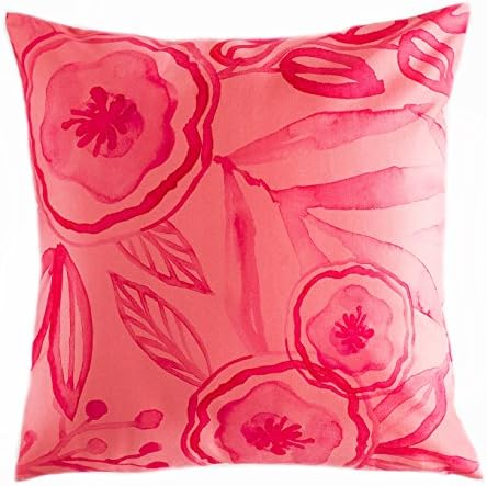 Pink Floral Throw Pillow Cushion Cover by Cavaresq | Instantly Refresh Any Setting with our Fashionably Trendy, Colorful, Modern, Watercolor Designs | 100% Cotton | 18 x 18 inches | 45 x 45 cm