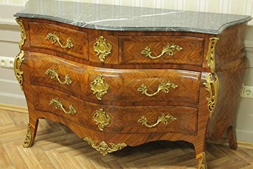 LouisXV beige baroque chest of drawers handmade 4 drawers