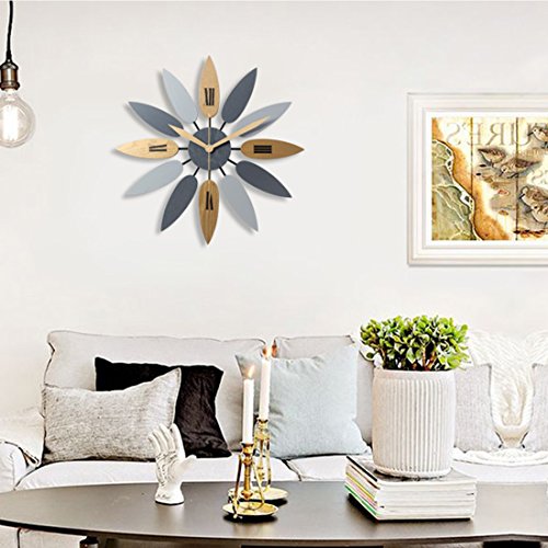 PeleusTech Large Art Wall Clock Leaf Large Wall Clock Silent Wall Clock