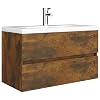vidaXL-Mueble-de-Madera-contrachapada-Roble-Ahumado-con-Lavabo-Blanco vidaXL-Mueble-de-Madera-contrachapada-Roble-Ahumado-con-Lavabo-Blanco