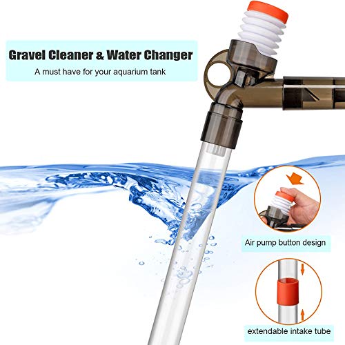 COODIA Gravel Vacuum Sand Cleaner Water Changer for Aquarium Fish Tank, Tube Extendable Water Changing Siphon (M)