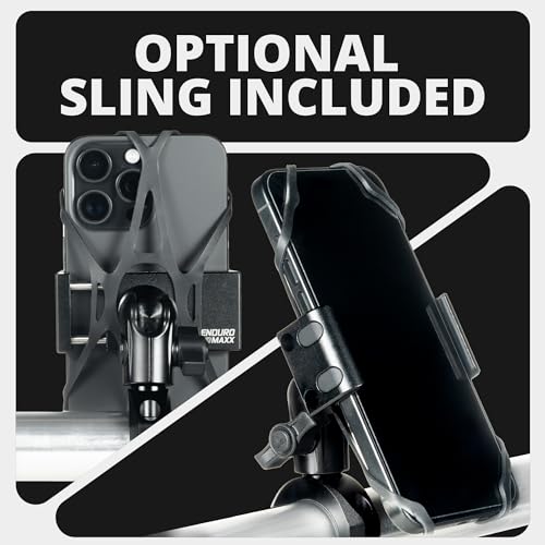 Tackform Black Motorcycle ALL METAL Phone Mount - 20MAXX Spring Cradle | BC3 Universal Clamp Fits 7/8