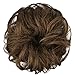FESHFEN Human Hair Messy Buns, 100% Human Hair Bun Hair Piece Real Hair Extension Wavy Curly Hair Scrunchies Tousled Updo Chignon Hairpieces for Women Girls, Dark Strawberry Blonde